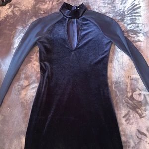 Velvet and mesh navy dress